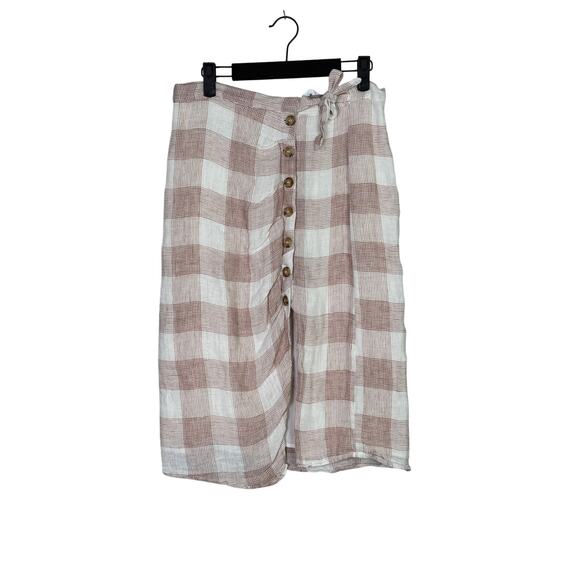 Heartloom Bently High Waist Checker Plaid Skirt Button Tie Coverup S Pink Cream - Picture 15 of 15